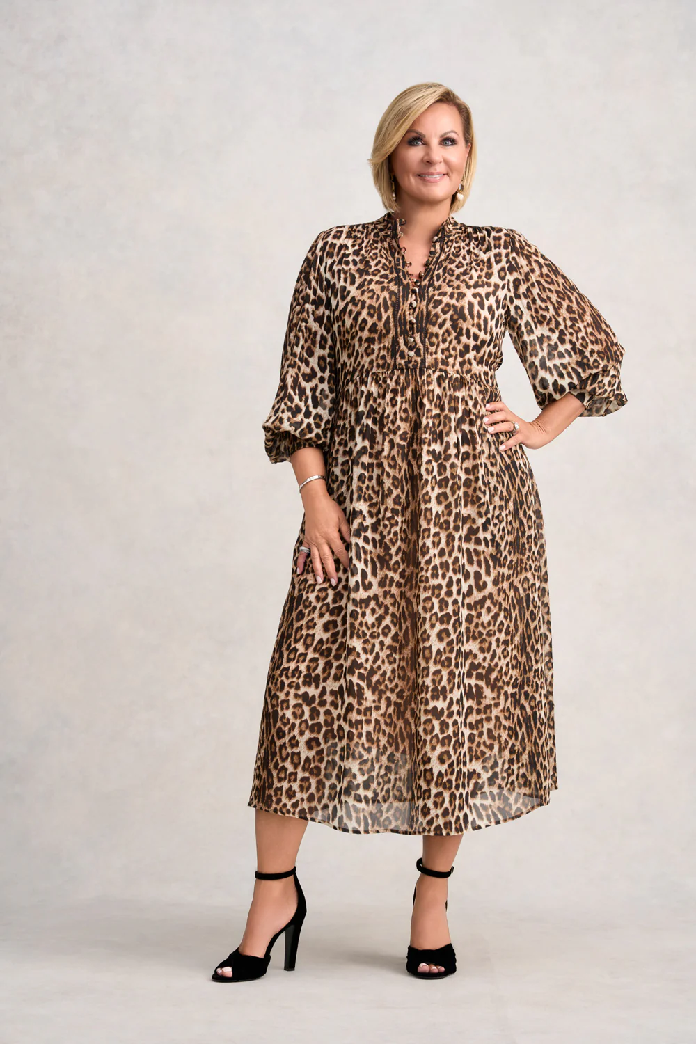 Georgette Print Dress - Leopard Print - Skullriy
