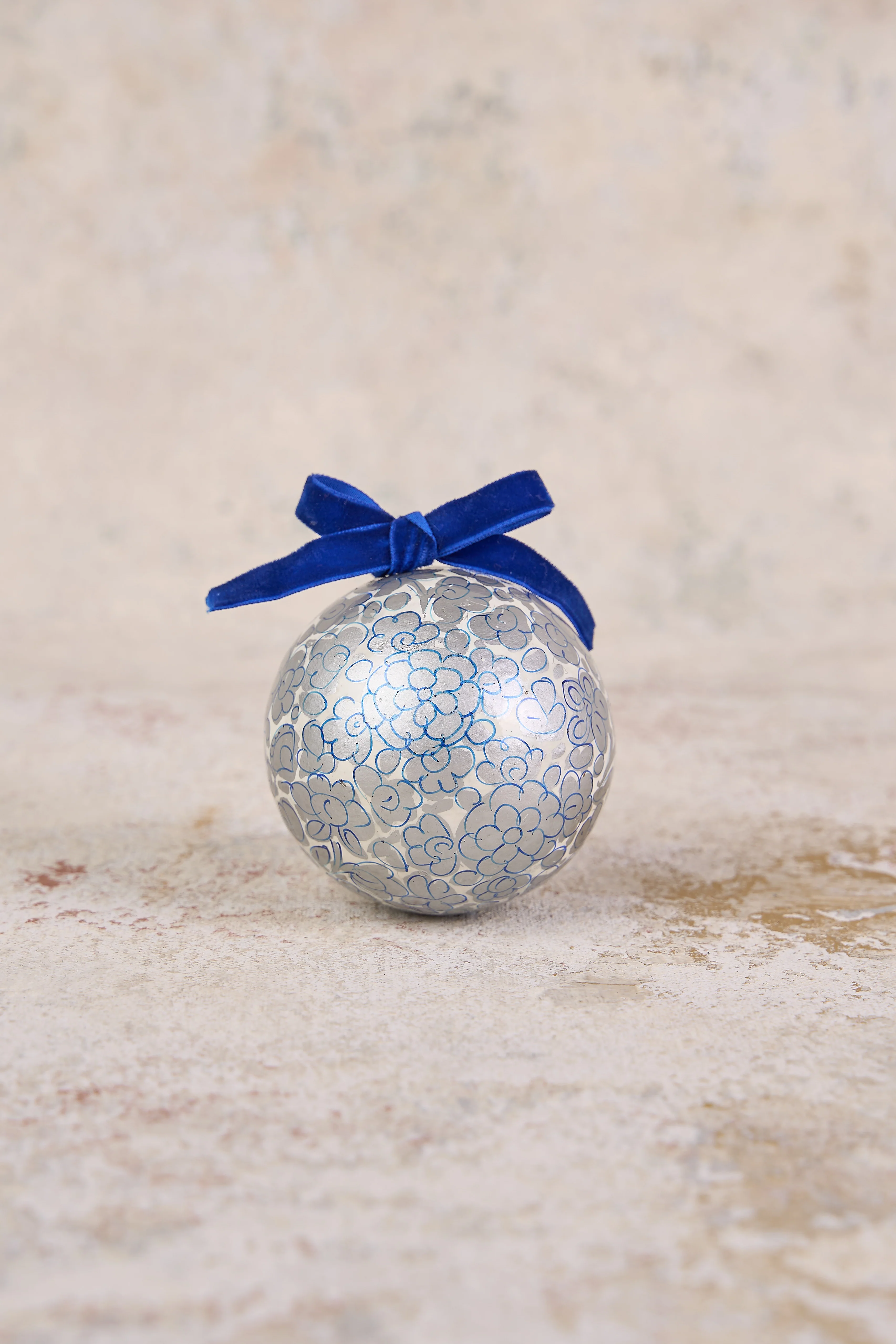 Silver Blue Flora Bauble 3