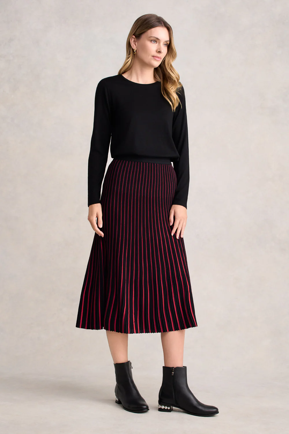 Striped Knit Skirt - Multi Stripe - Skullriy