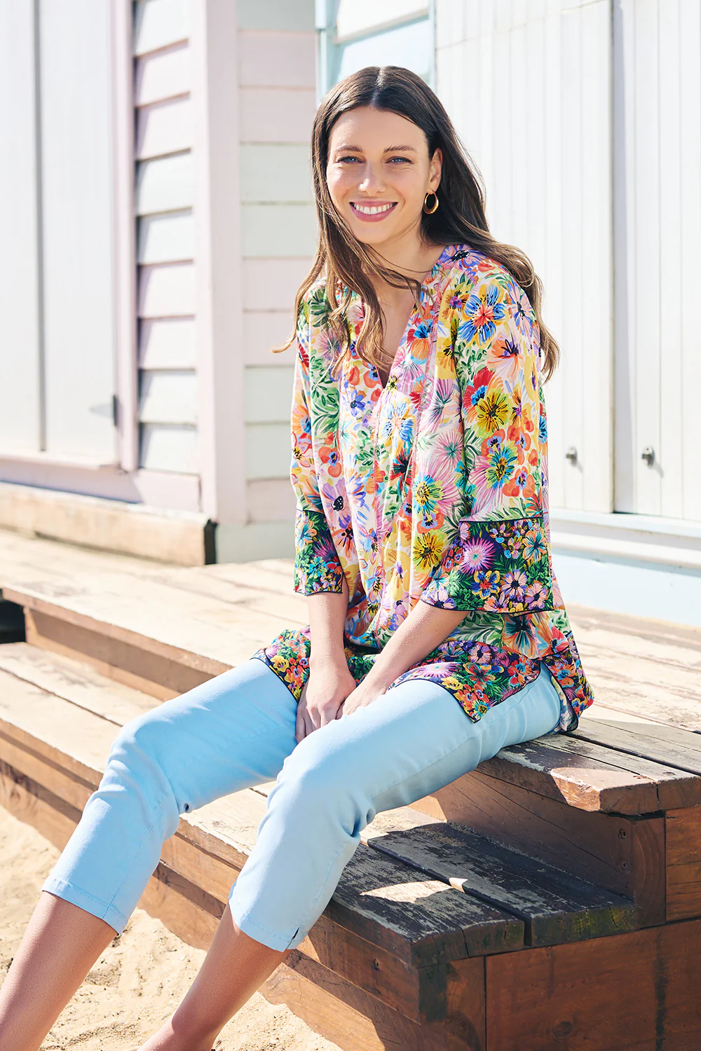 Top Stitch Kaftan - Flower Field Border - Skullriy