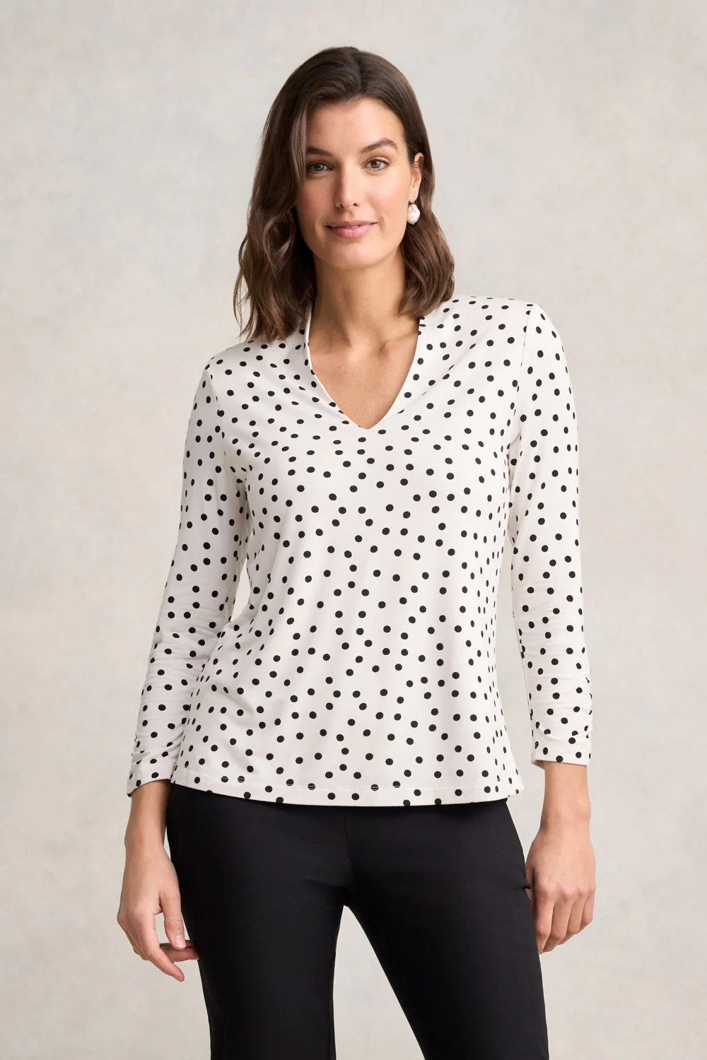 Ruched Sleeve T-Shirt  C Spot Print - Skullriy
