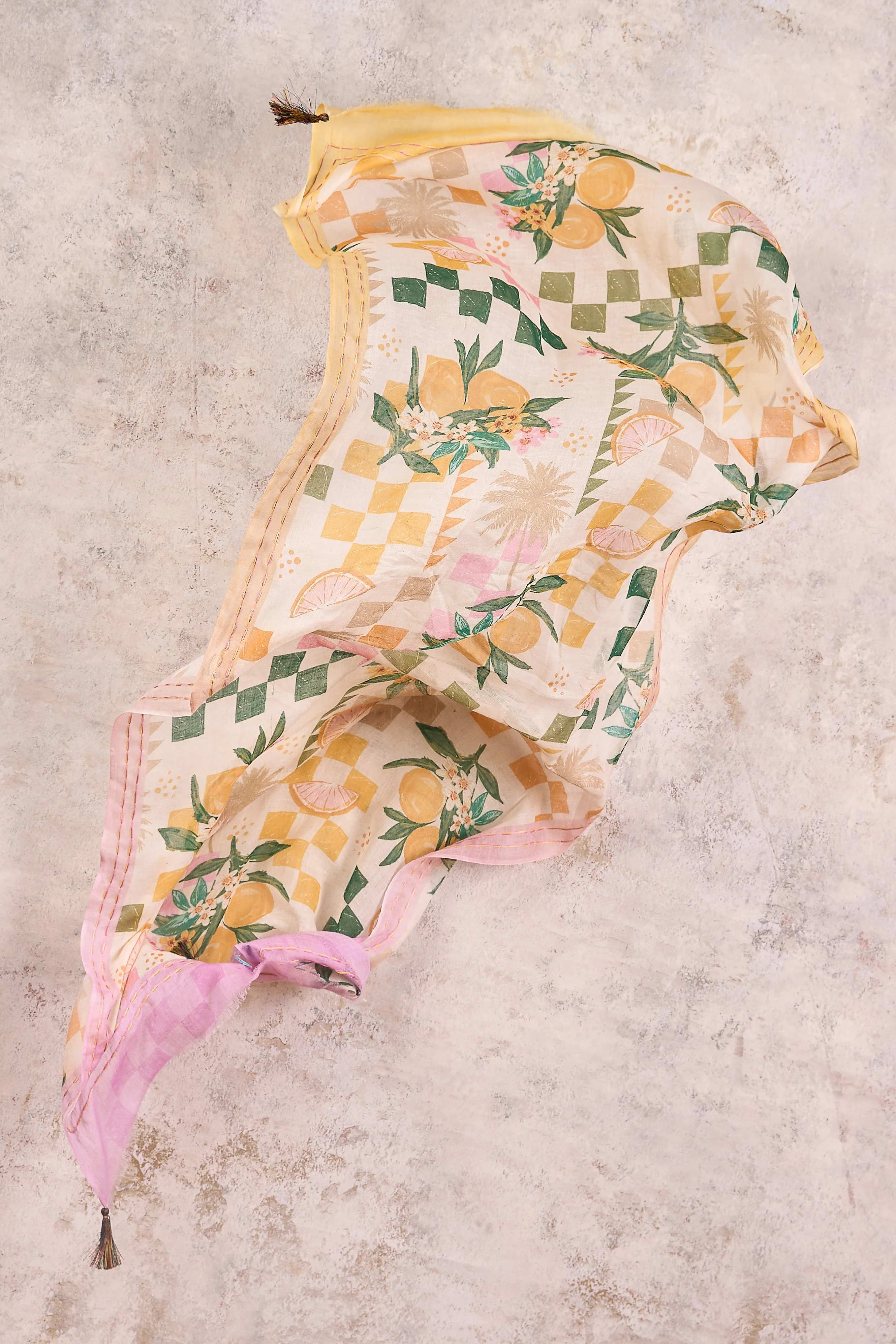 Fruit Checks Cotton Scarf - Multi - Skullriy