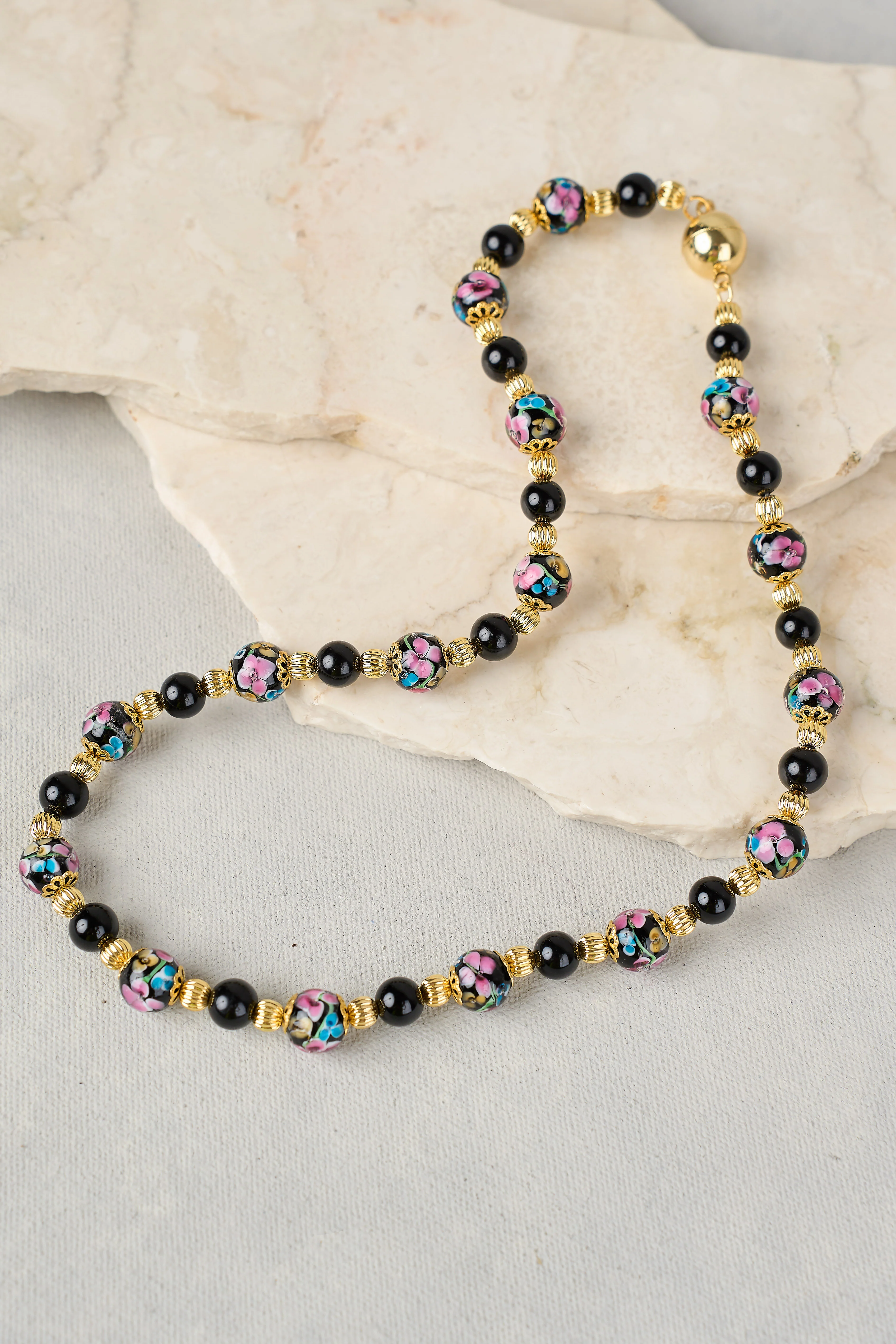 Harper Glass Bead Necklace - Multi - Skullriy