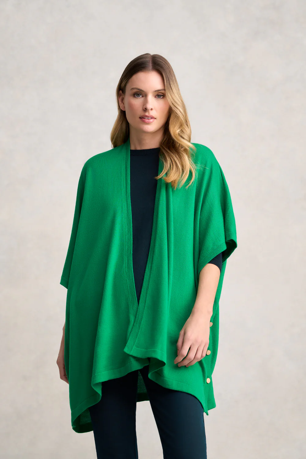 Button Merino Wrap - Emerald - Skullriy