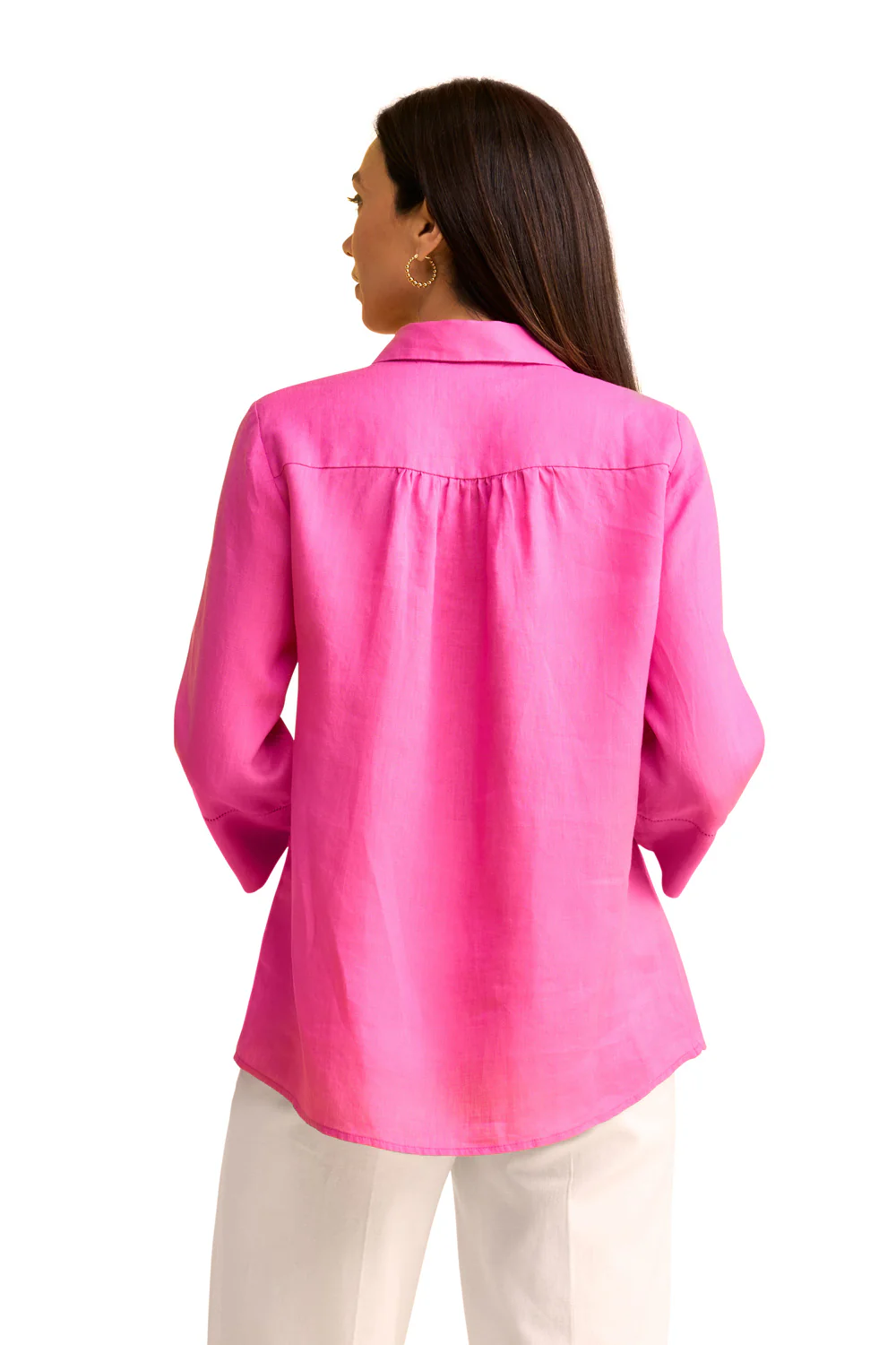 Wide Cuff Linen Shirt - Bright Rose - Skullriy