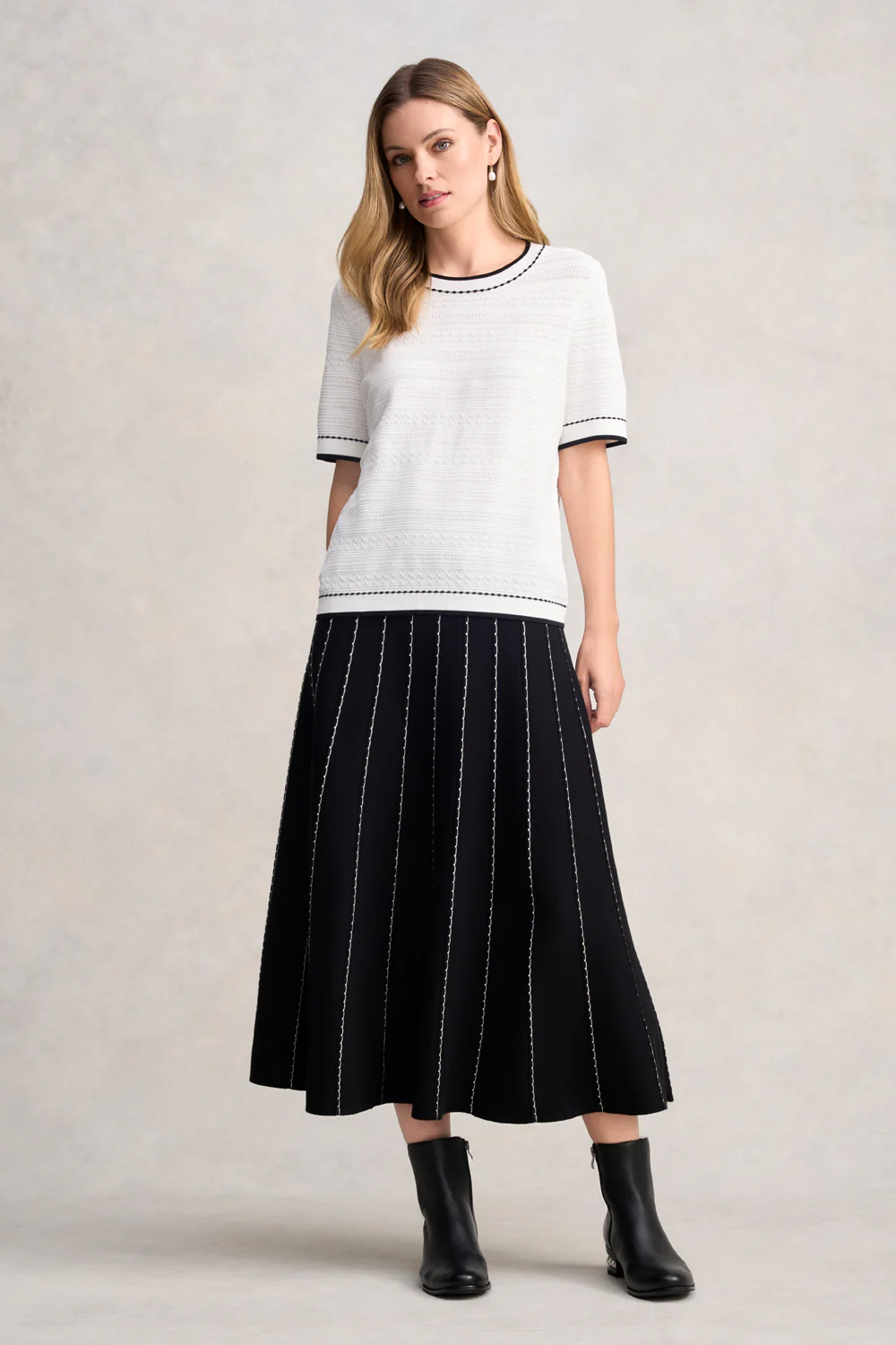 Jacquard Knit Top - White - Skullriy