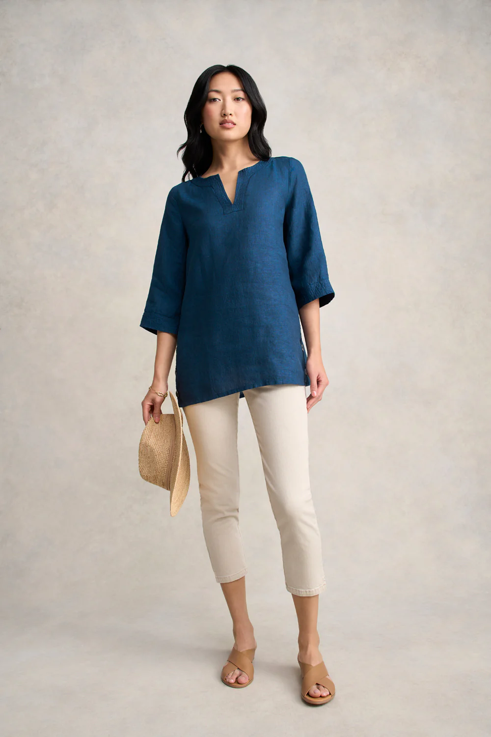 Linen Tunic - Navy Delave - Skullriy