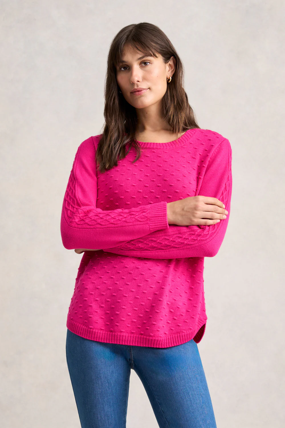 Merino Wool Popcorn Jumper - Hot Pink - Skullriy