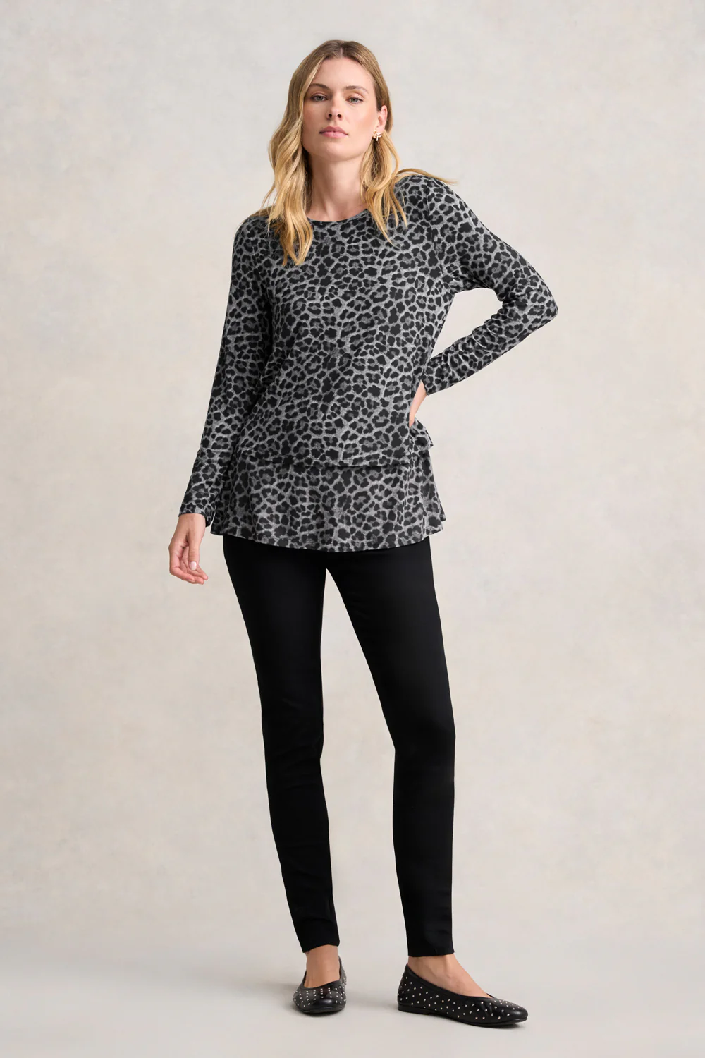 Long Sleeve Layered Tee - Black Leopard - Skullriy