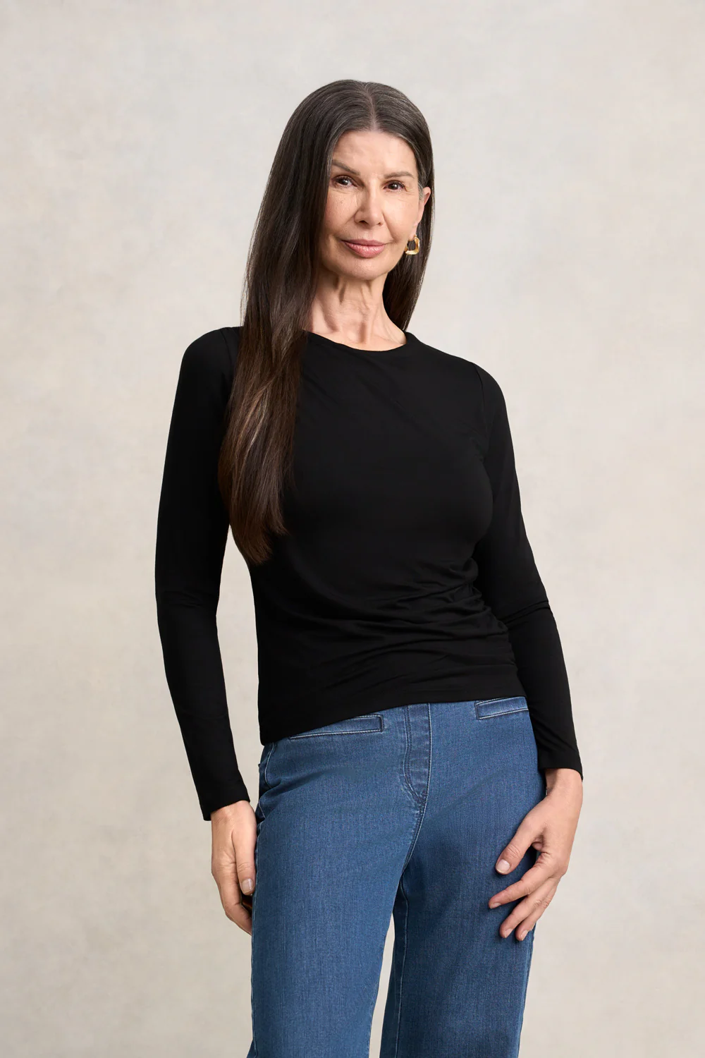 Draped Jersey Top - Black - Skullriy