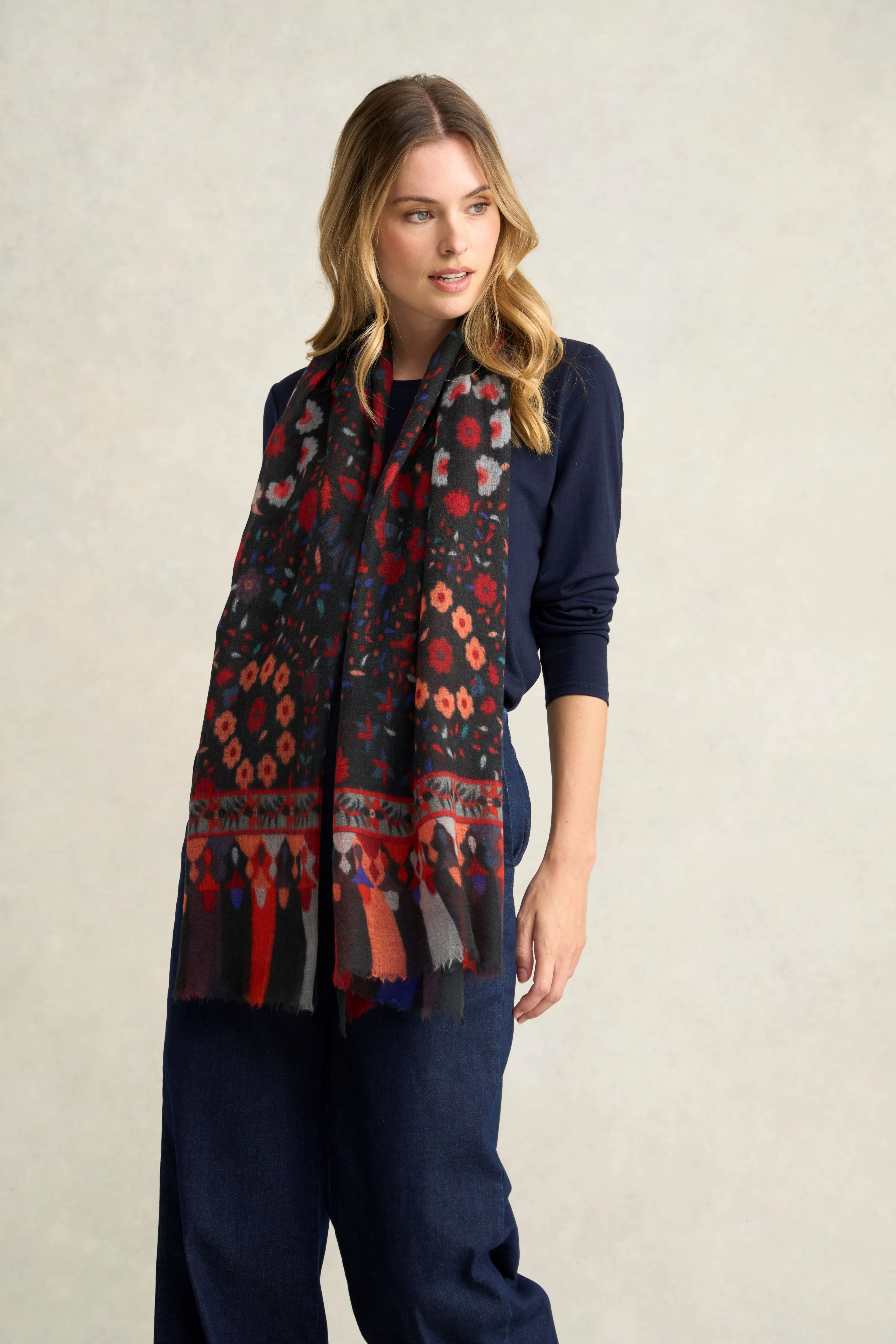 Rouge Floral Wool Scarf - Multi - Skullriy