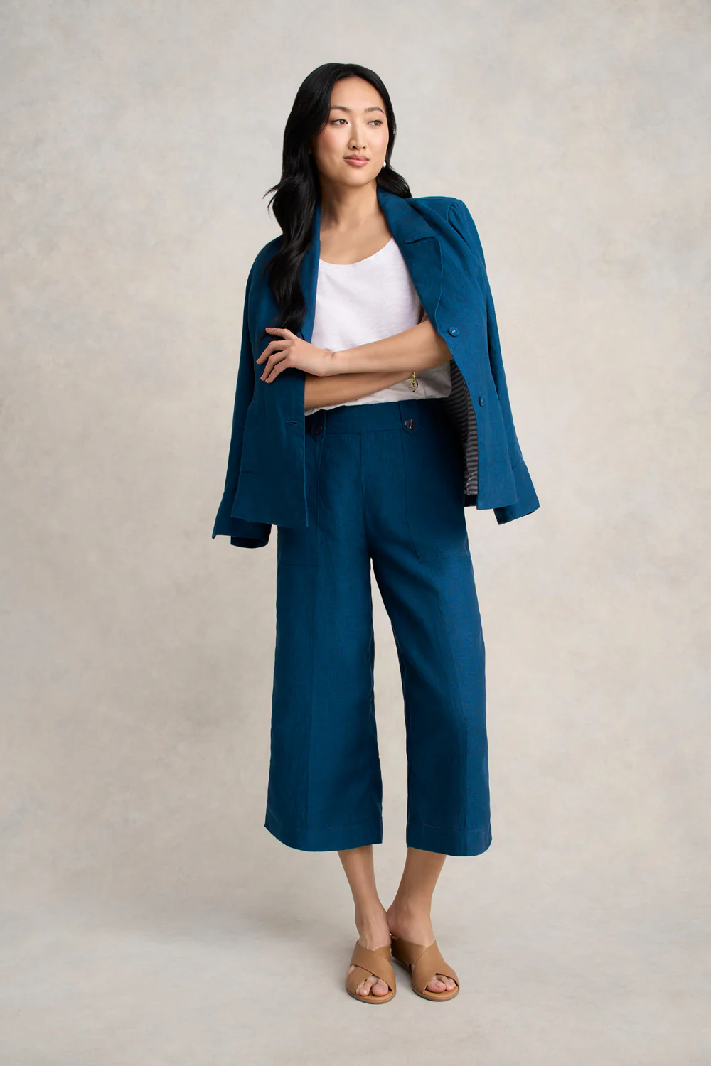 Linen Culotte - Navy Delave - Skullriy