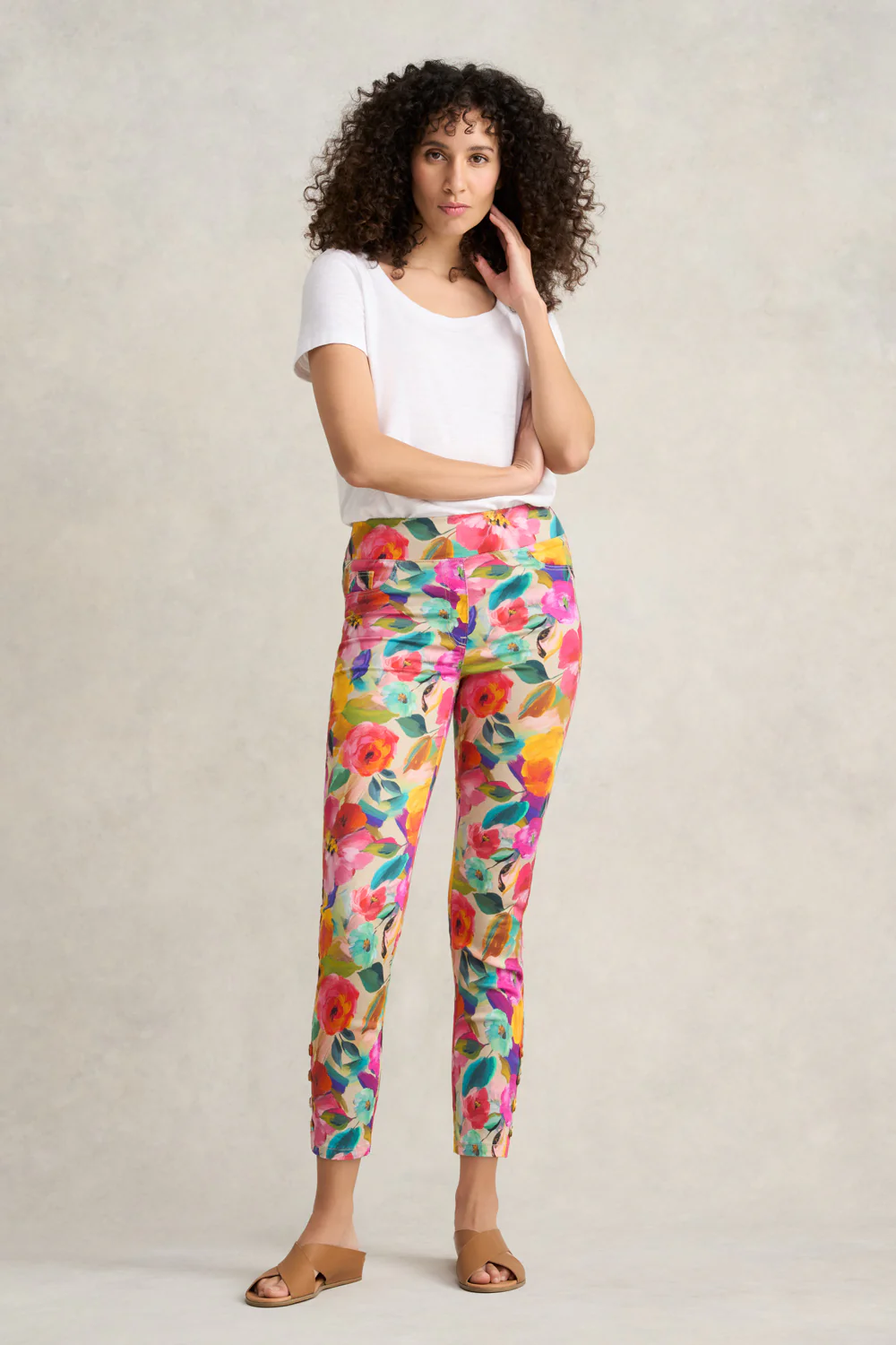 Bengajean  7/8th Button Detail - Multi Roses Print - Skullriy