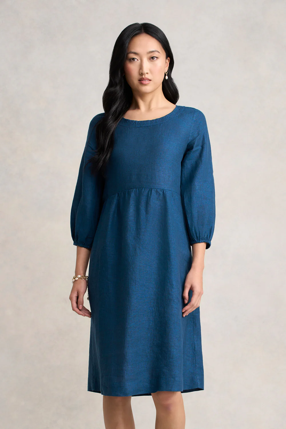 Linen Dress - Navy Delave - Skullriy