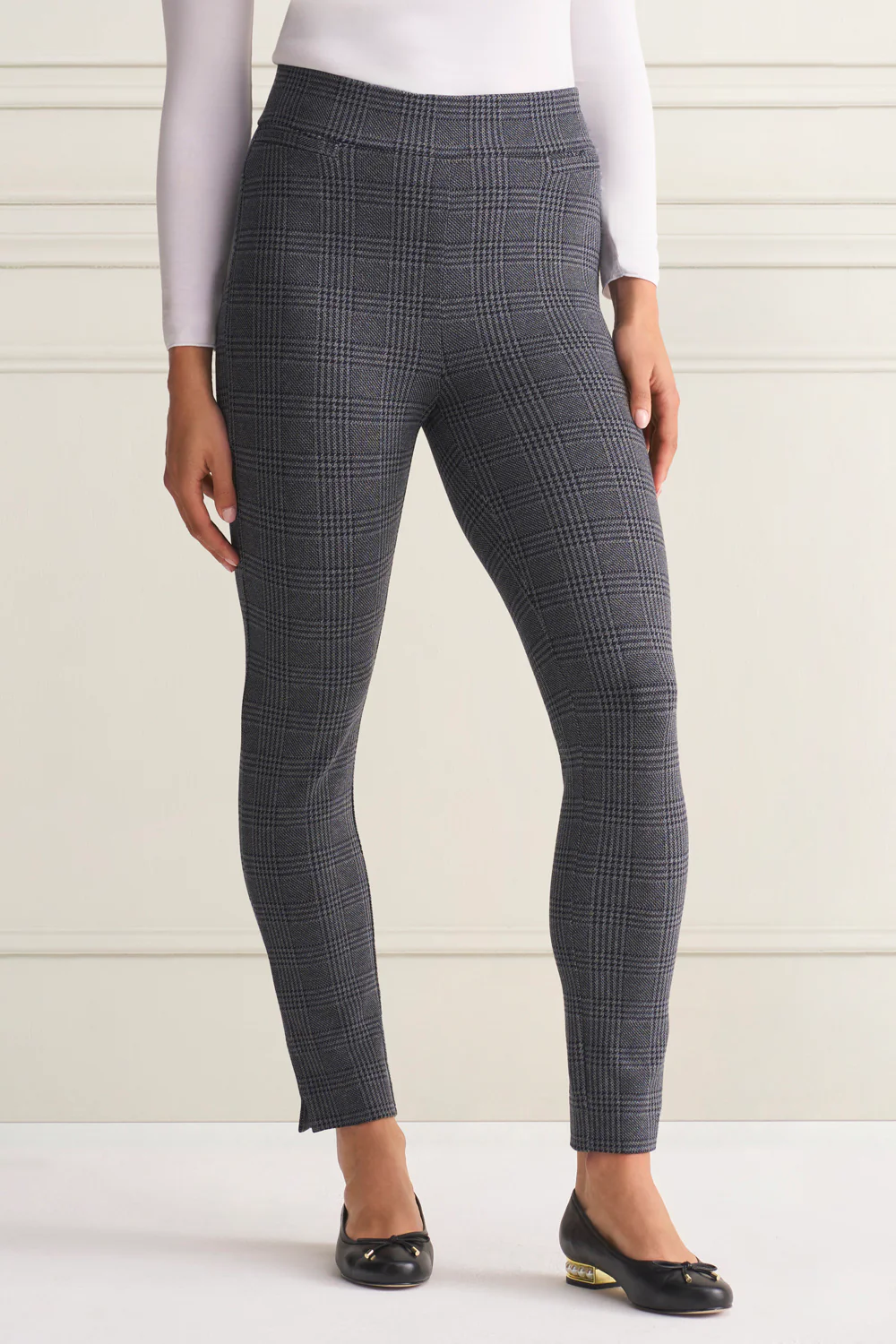 Check Ponte Pant - Charcoal Check - Skullriy