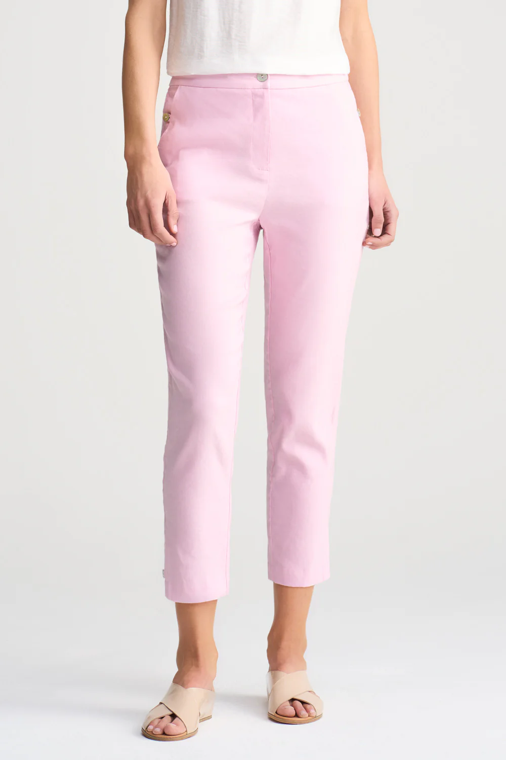 Tab Detail Linen Pant - Pink Lilac - Skullriy