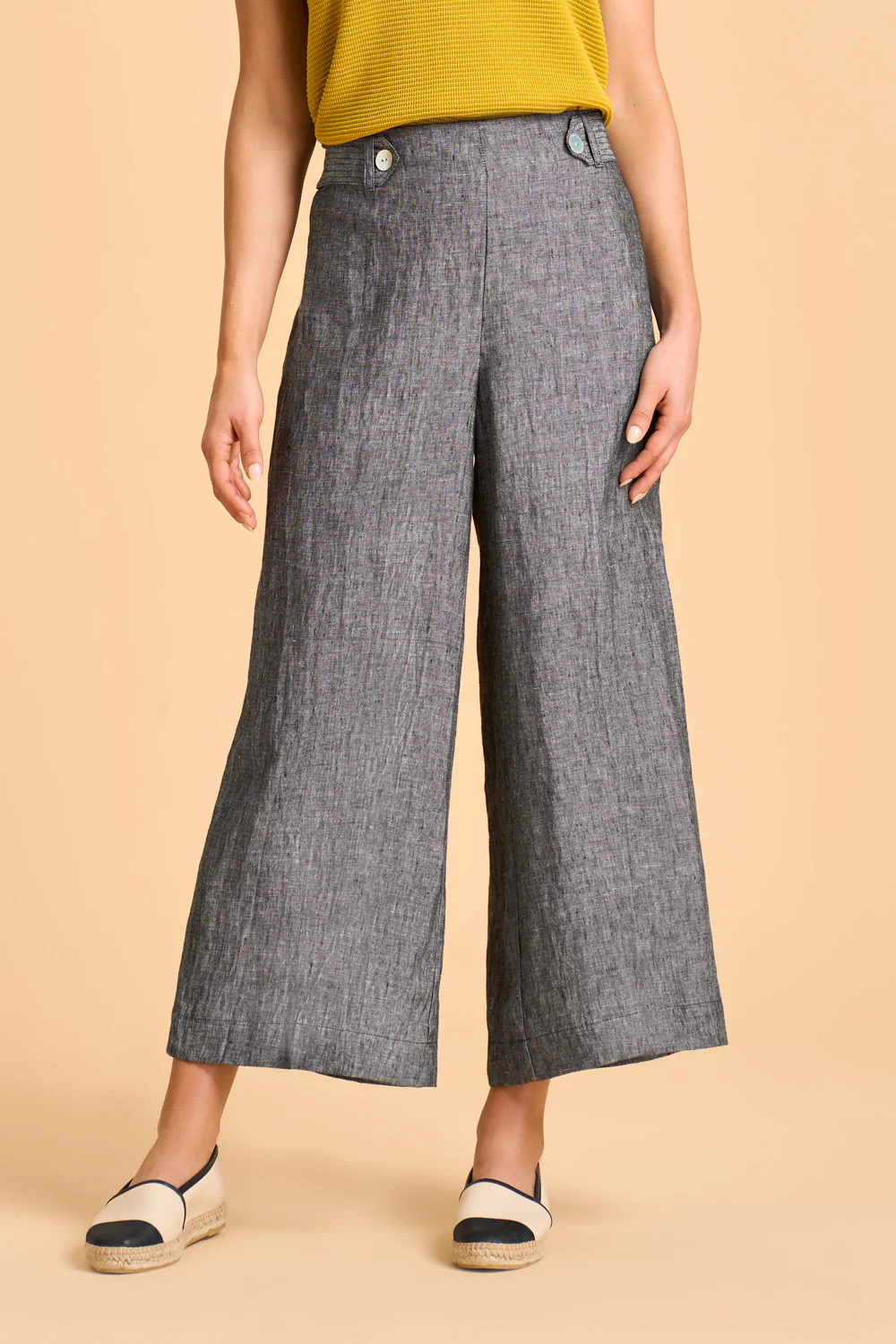 7/8th Waist Tab Linen Pant - Charcoal Cross Dye - Skullriy