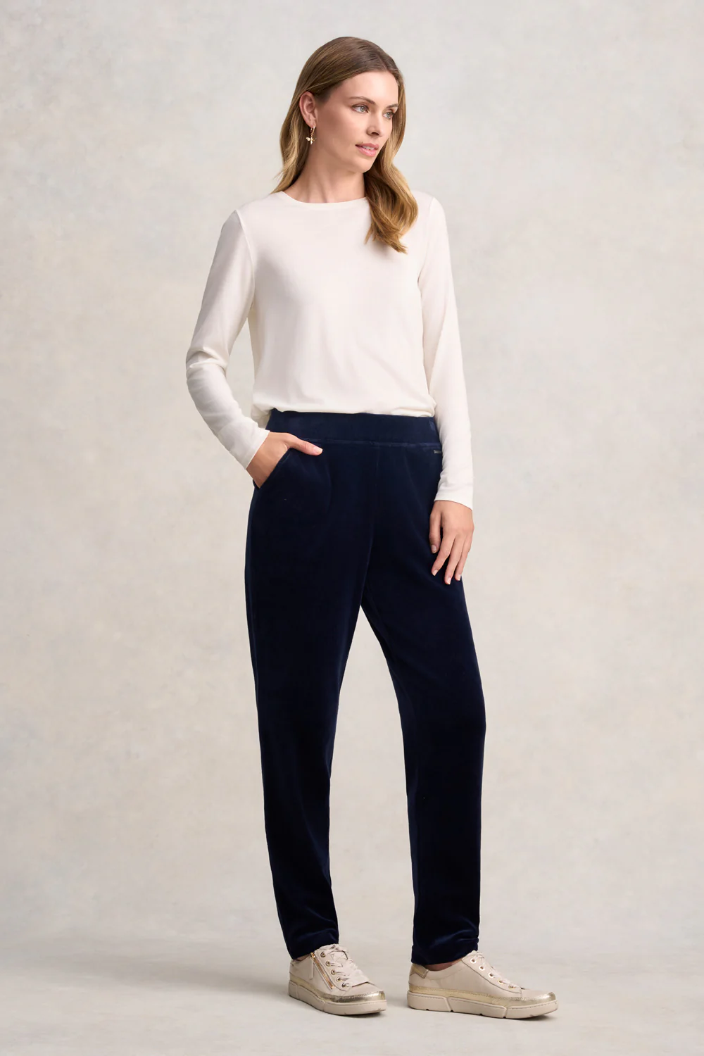 Cotton Velour Track Pant - Rich Navy - Skullriy