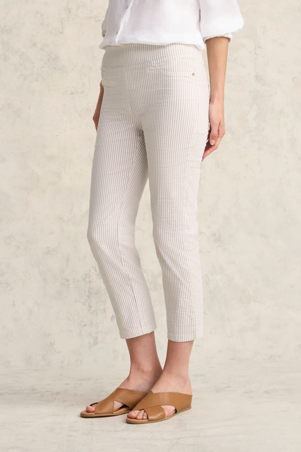 Bengajean  3/4 Seersucker - Stone & White Stripe - Skullriy