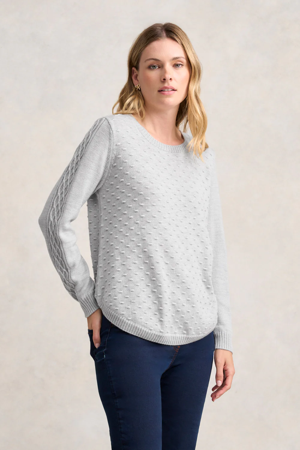 Merino Wool Popcorn Jumper - Frost - Skullriy