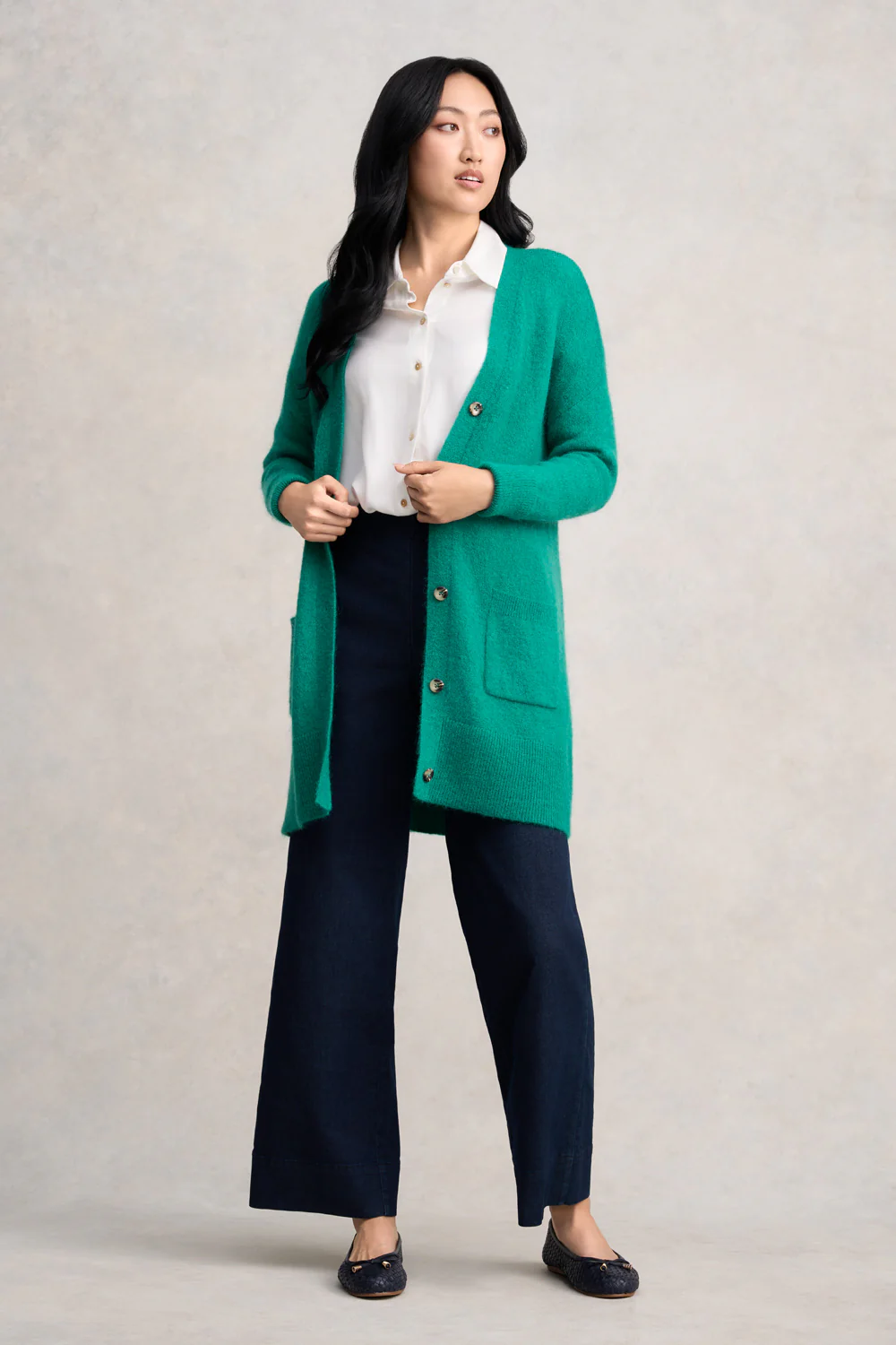 Button Through Mohair Cardigan - Jade - Skullriy