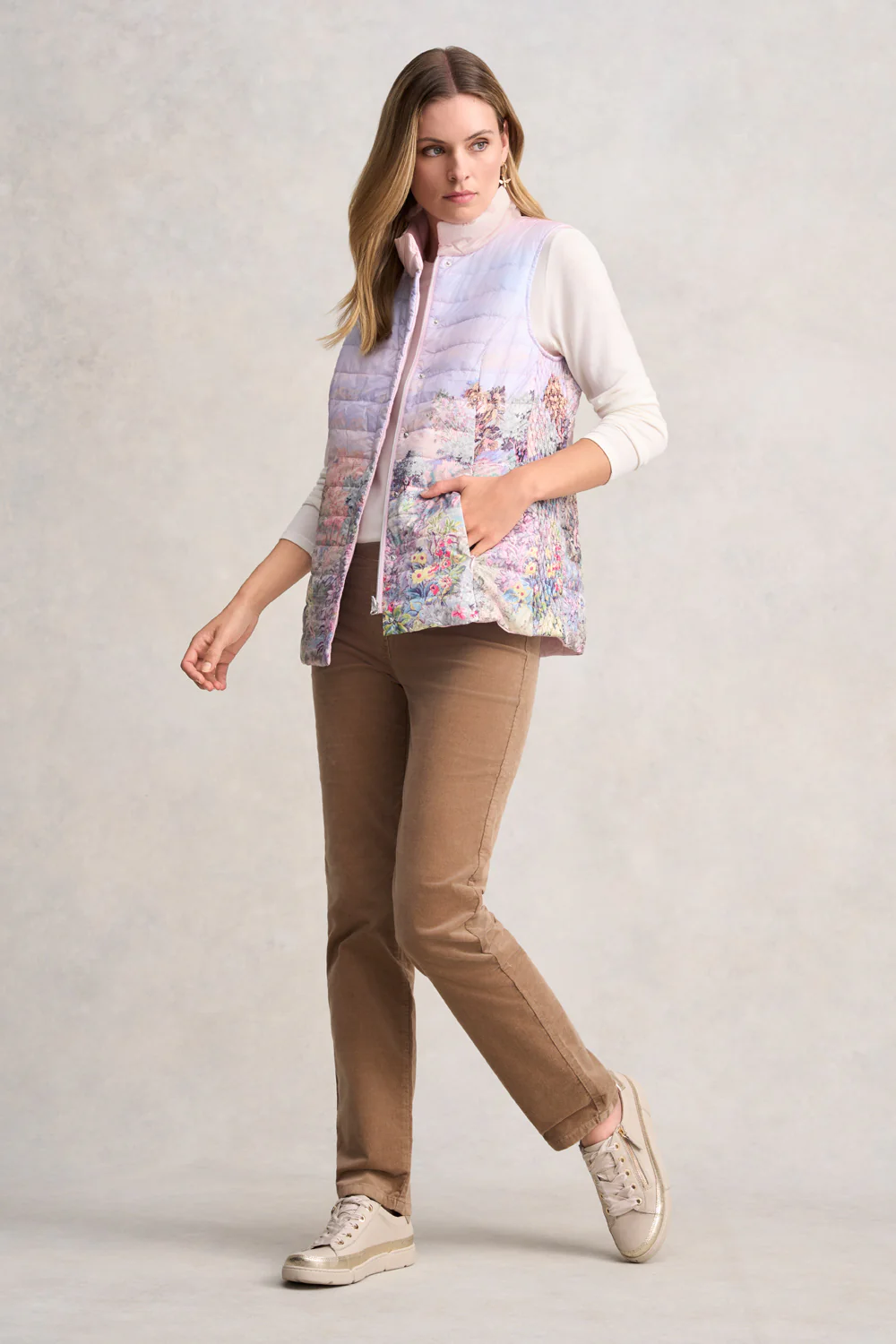 Quilted Reversible Puffer Vest - Scenic Sunset Print - Skullriy