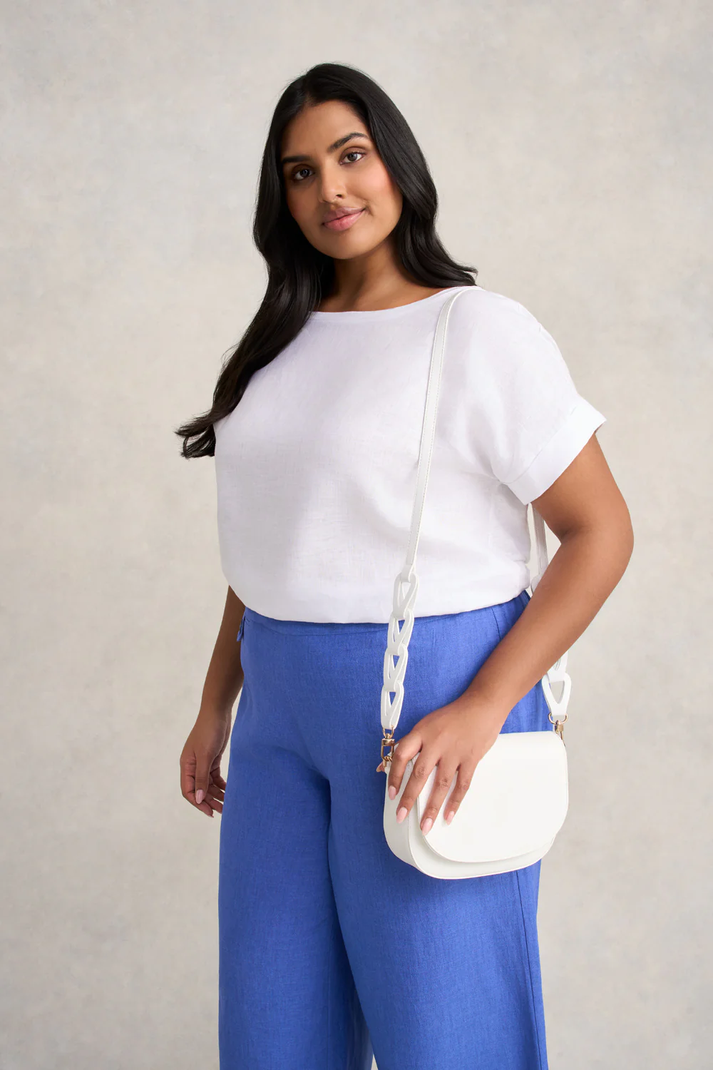 Braided Strap Crossbody Bag - White - Skullriy