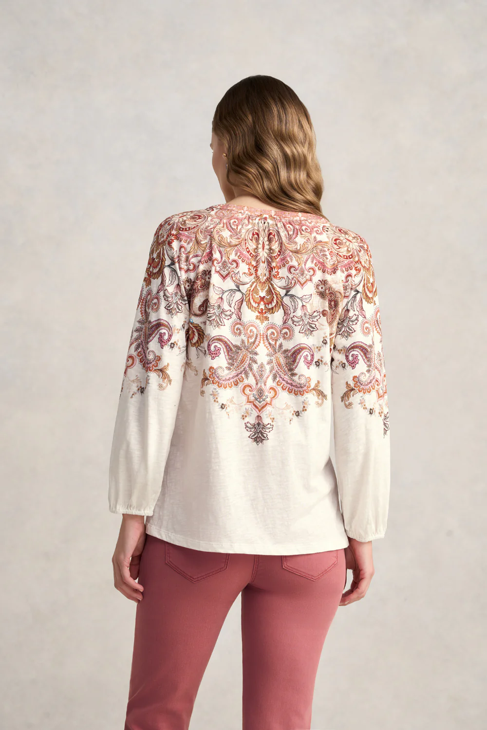 Printed Jersey Top - Intricate Paisley - Skullriy