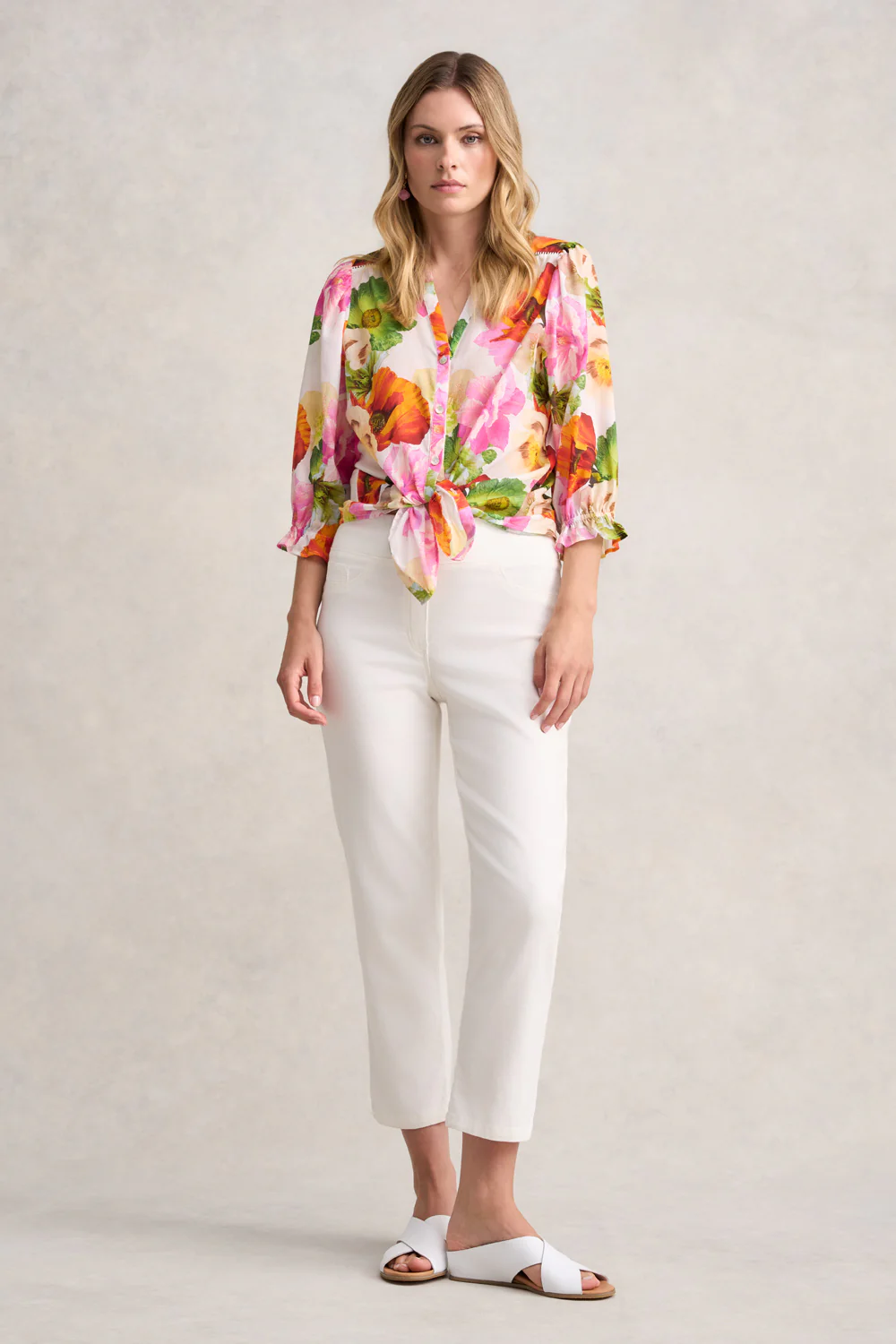 Bengajean  7/8 Straight Leg - Cream - Skullriy