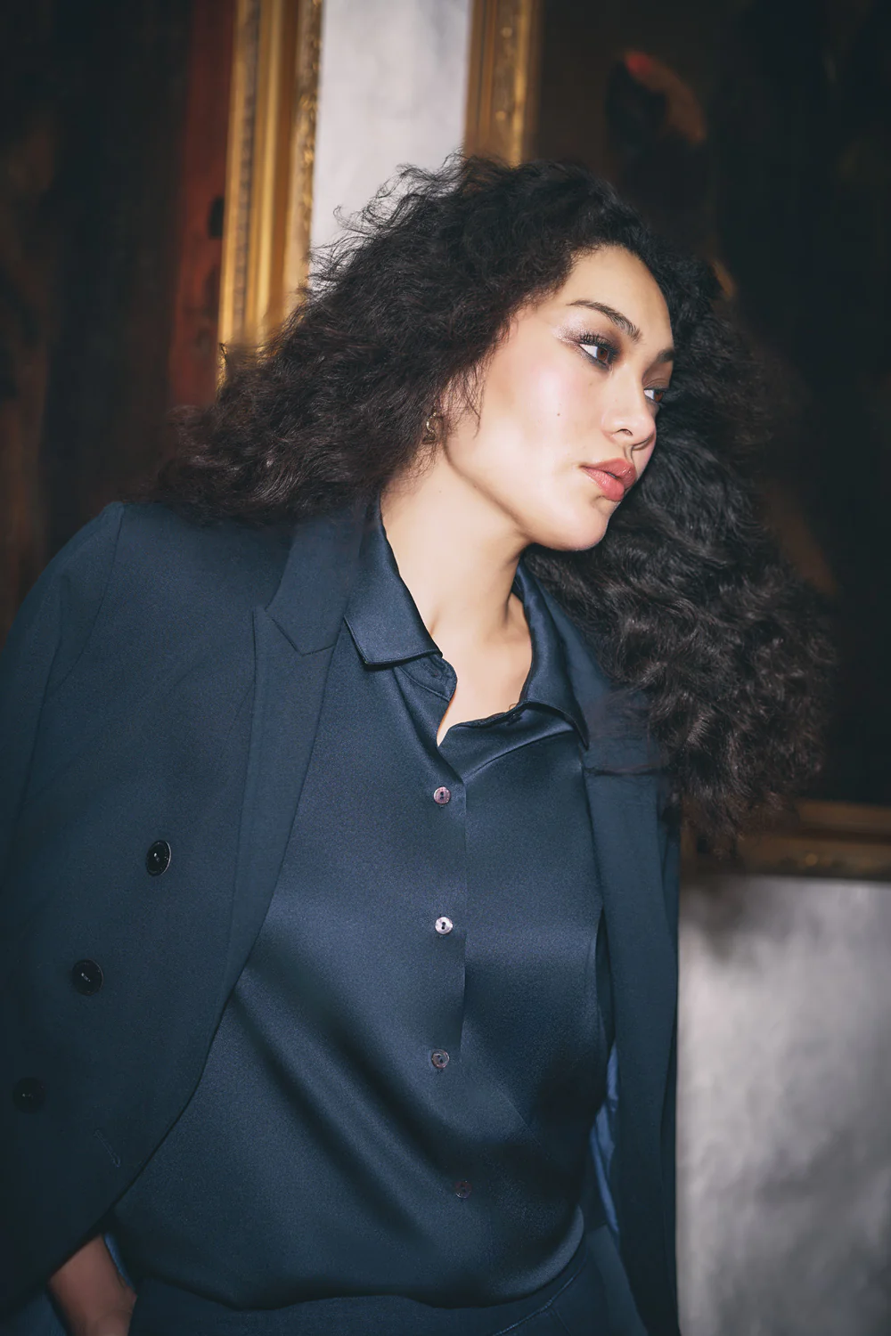 Stretch Silk Shirt - Ink - Skullriy