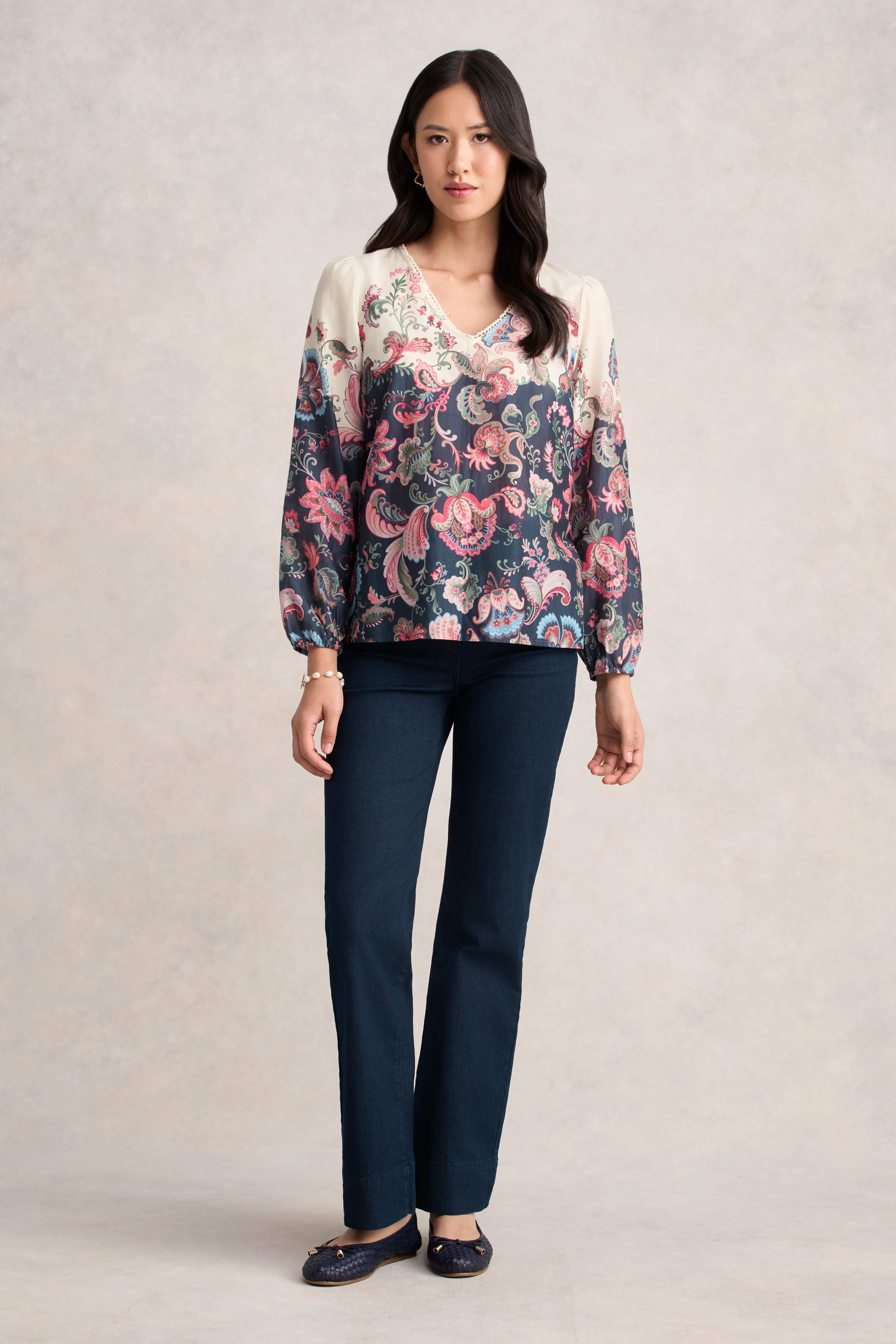 Placement Print Blouse - Tapestry Print - Skullriy
