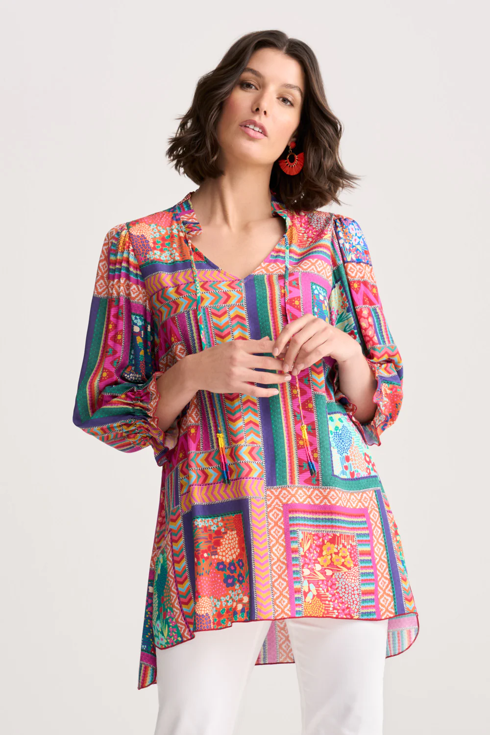 Beaded Tassel Kaftan - Tropical Patchwork - Skullriy