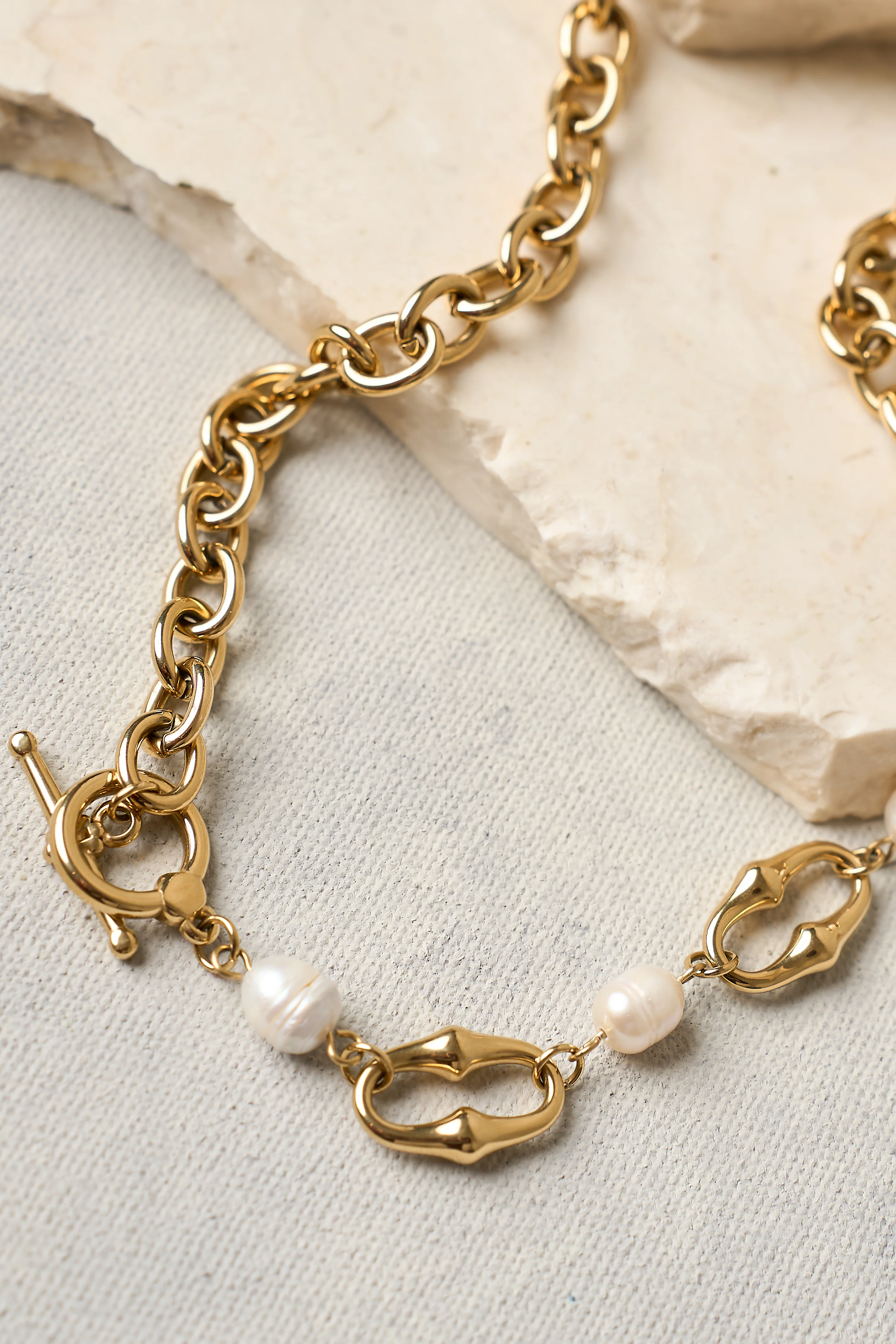 Gold Pearl & Chain Necklace - Skullriy