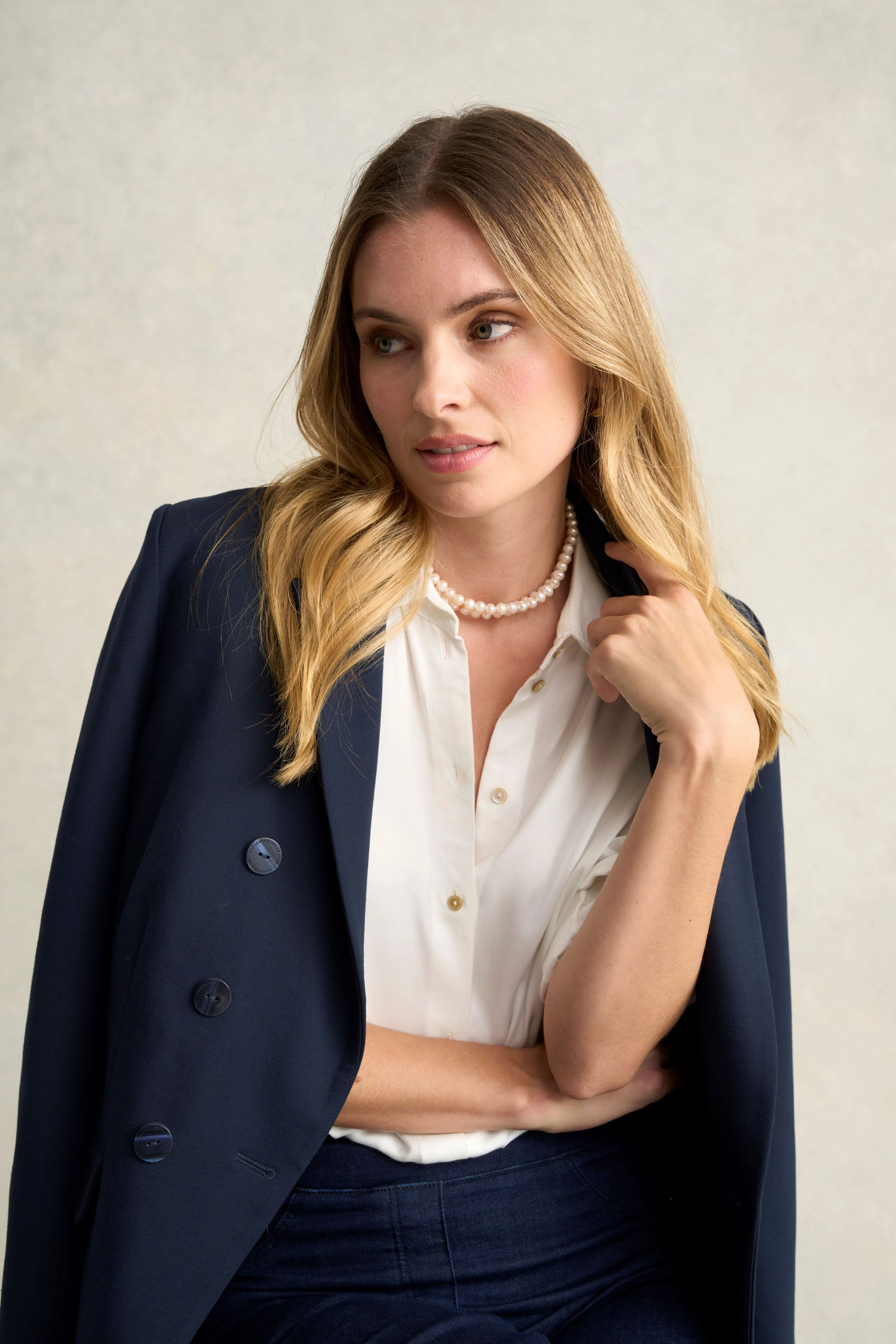 Double Row Pearl Necklace - White - Skullriy