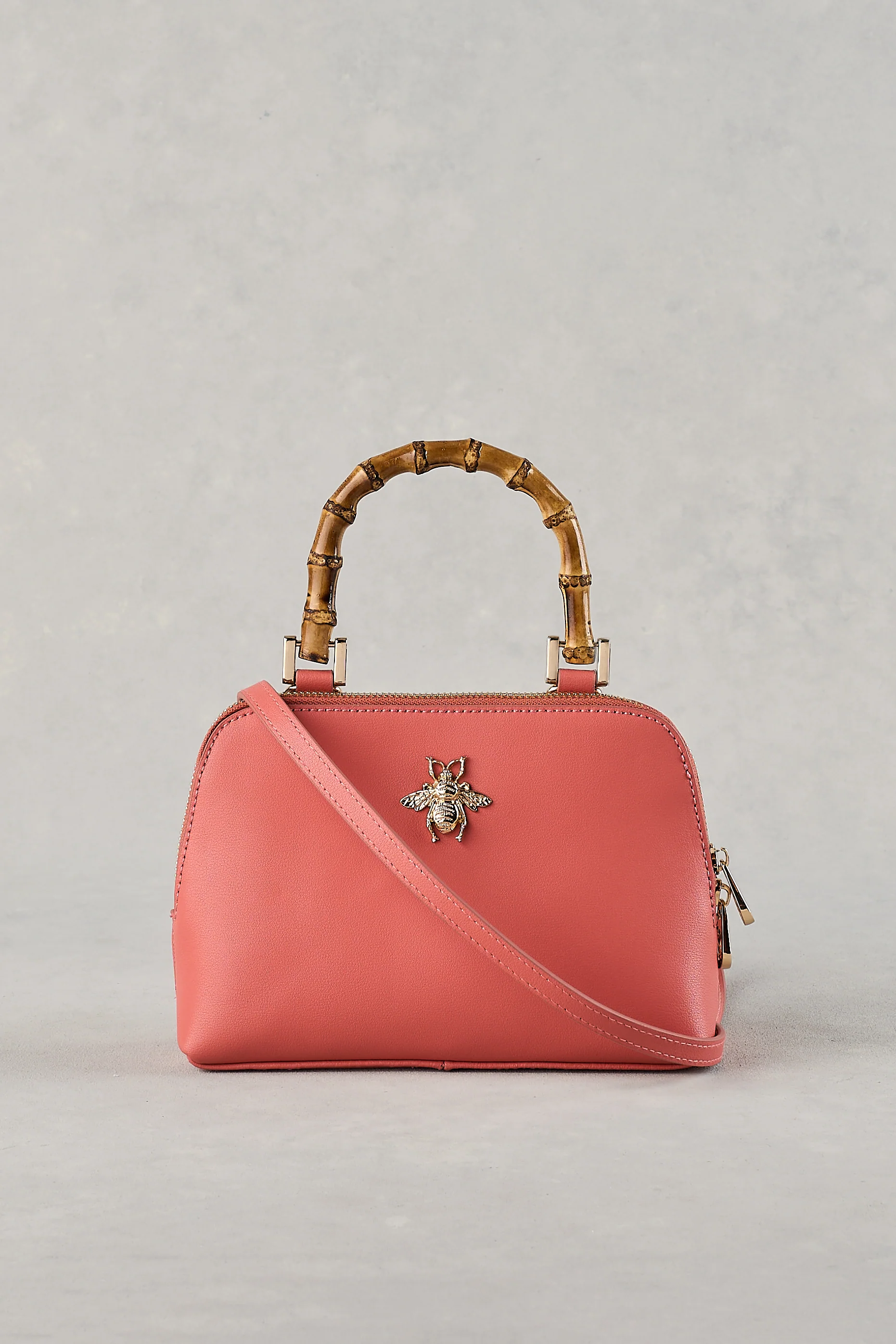 Bamboo Handle Handbag - Blush - Skullriy