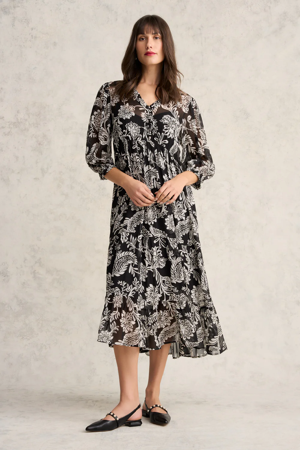 Printed Tiered Dress - Coco Floral - Skullriy
