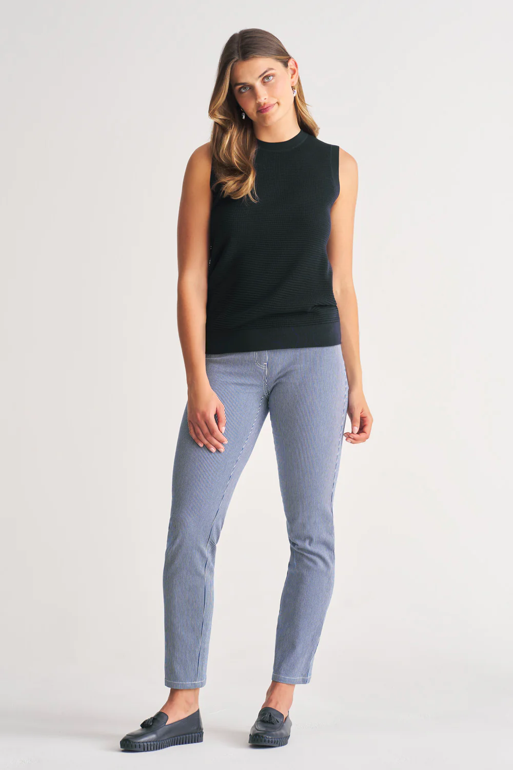 Silk Blend Knit Tank - Ink - Skullriy