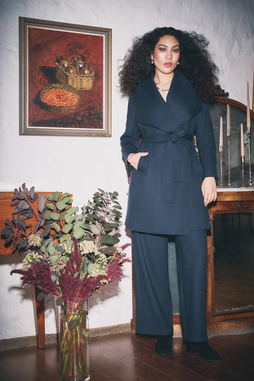 Boiled Wool Wide Leg Pant - Steel Grey - Skullriy