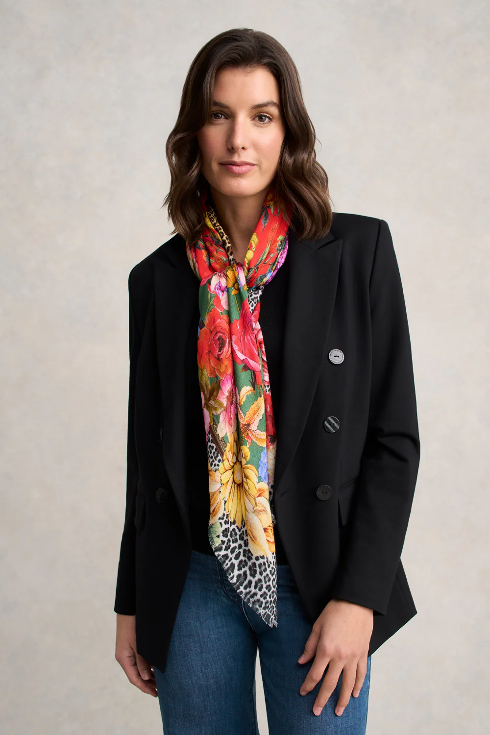 Floral Animal Square Scarf  C Multicolour - Skullriy