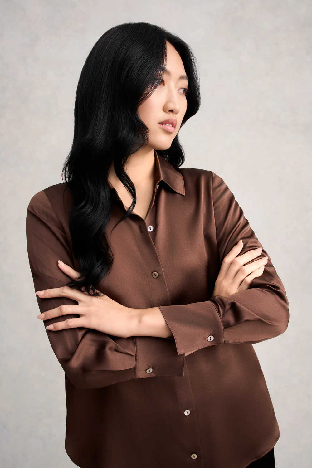 Stretch Silk Shirt - Coffee - Skullriy