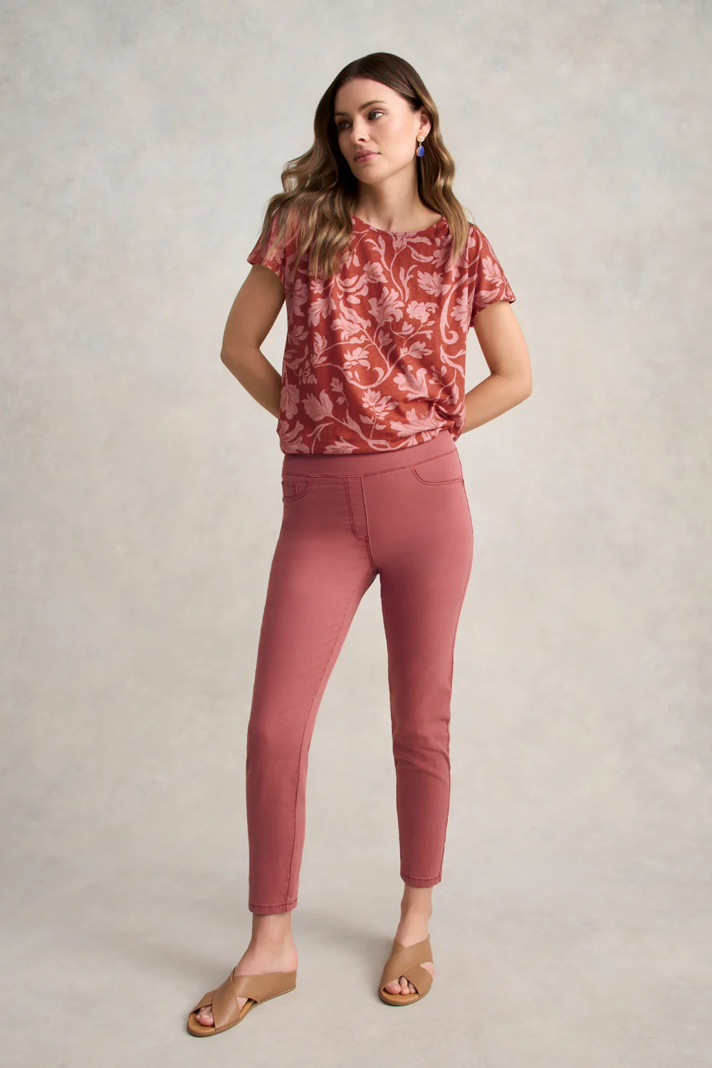 Printed T-Shirt  C Rosewood Print - Skullriy