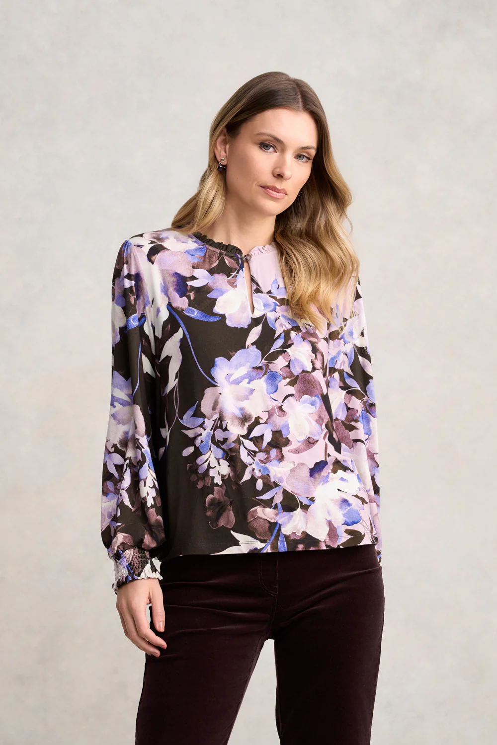 Frill Collar Top - Floral Print - Skullriy