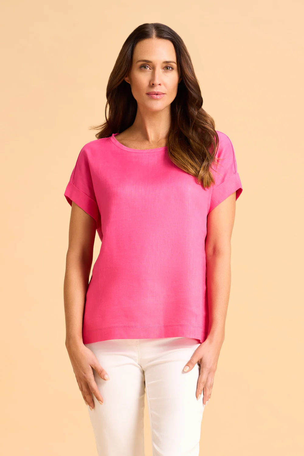 Linen Mix Top - Bright Pink - Skullriy