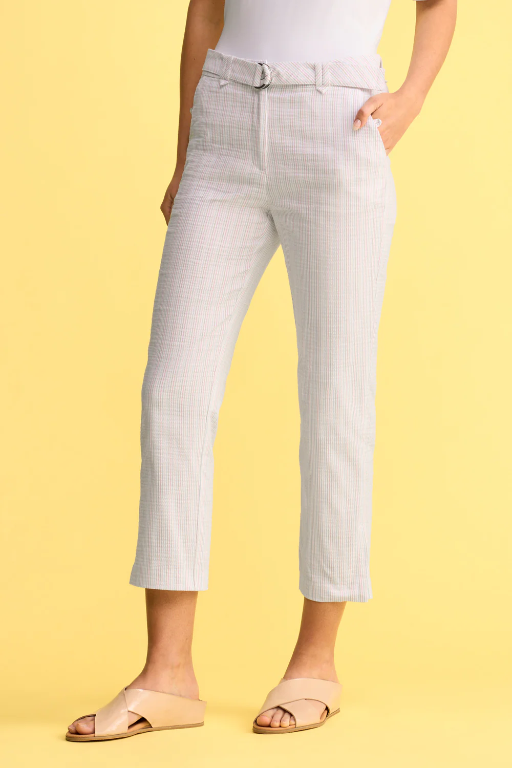 Seersucker Stripe Capri Pant - Gelati Stripe - Skullriy