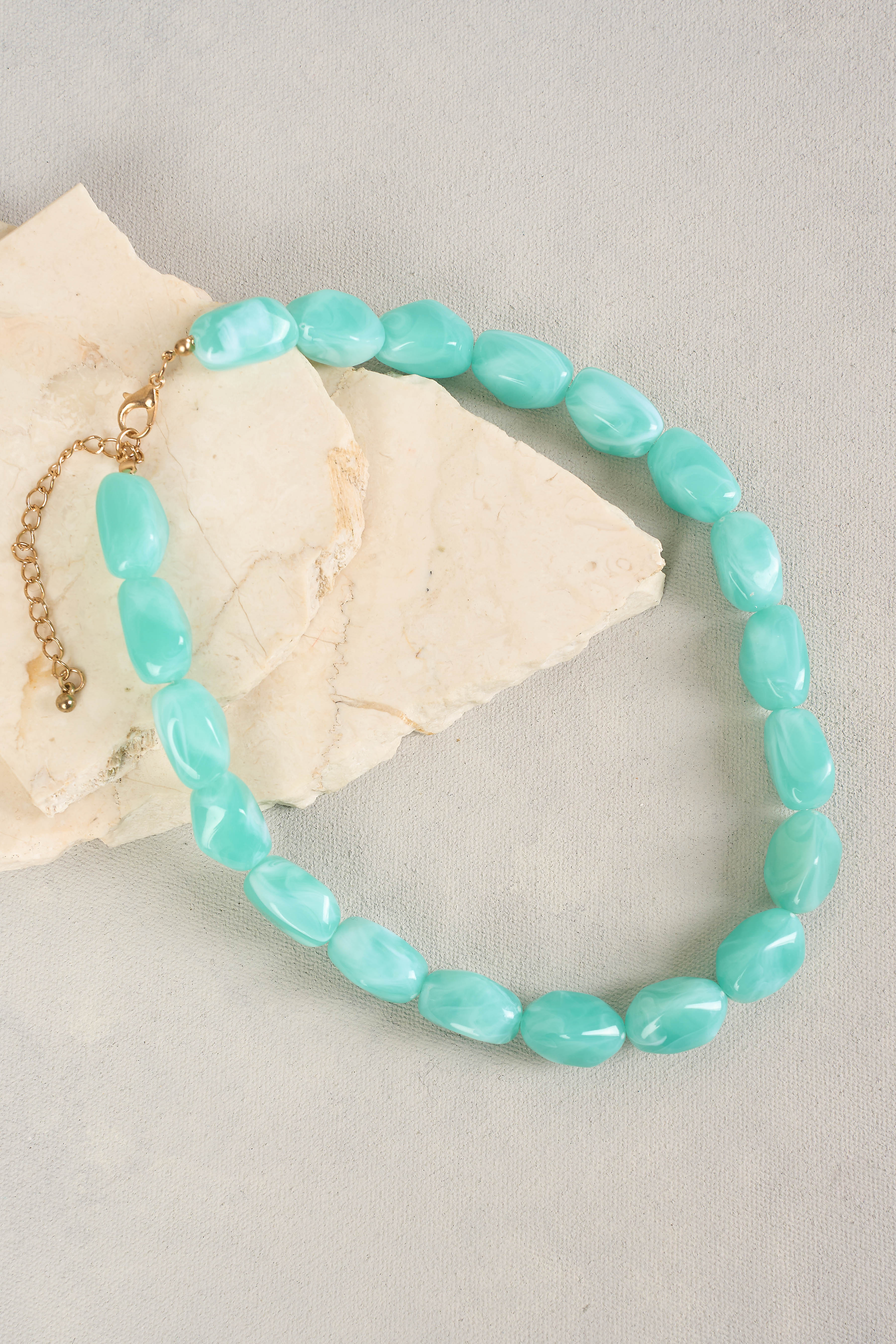 Marble Resin Necklace - Aquamarine - Skullriy
