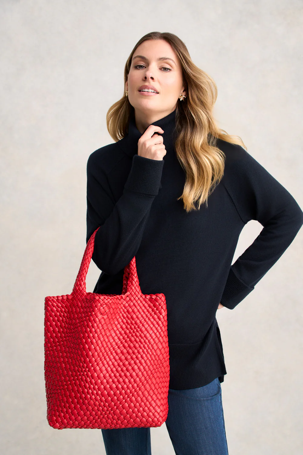Kira Woven Tote - Rouge - Skullriy