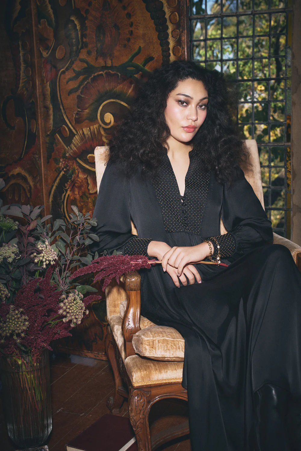 Beaded Smock Dress - Black - Skullriy