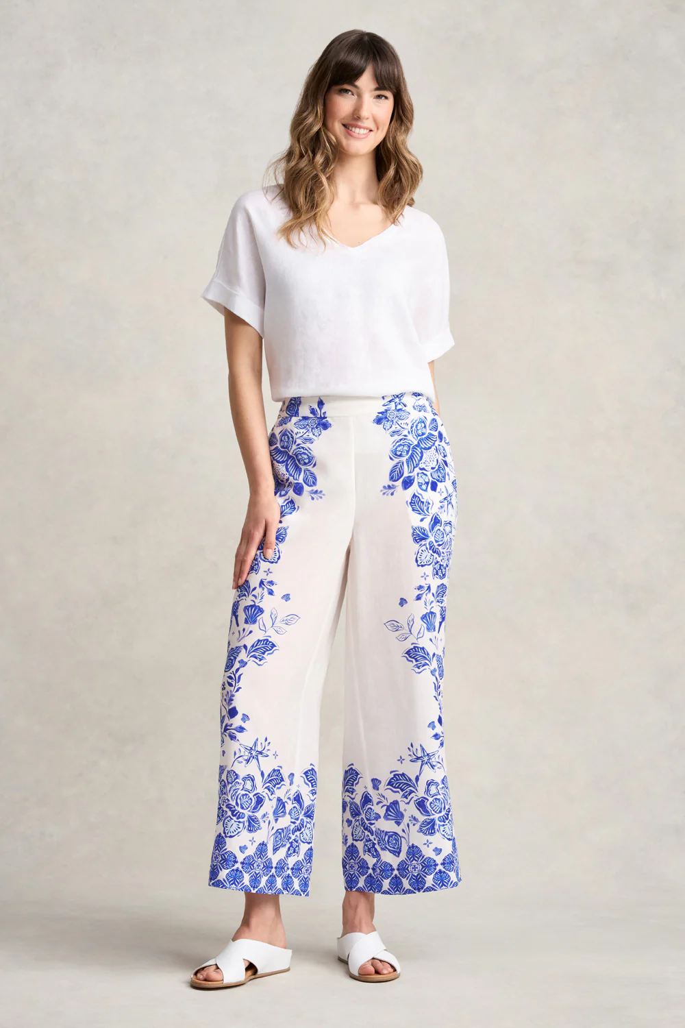 Border Print 7/8th Pant - Toile De Seaside - Skullriy