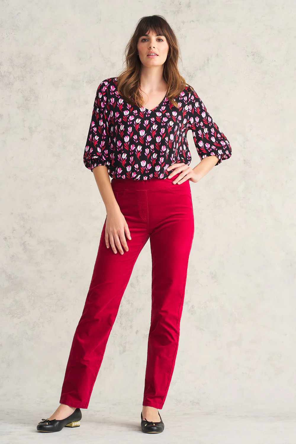 Bengajean  Velvet Straight Leg - Red - Skullriy