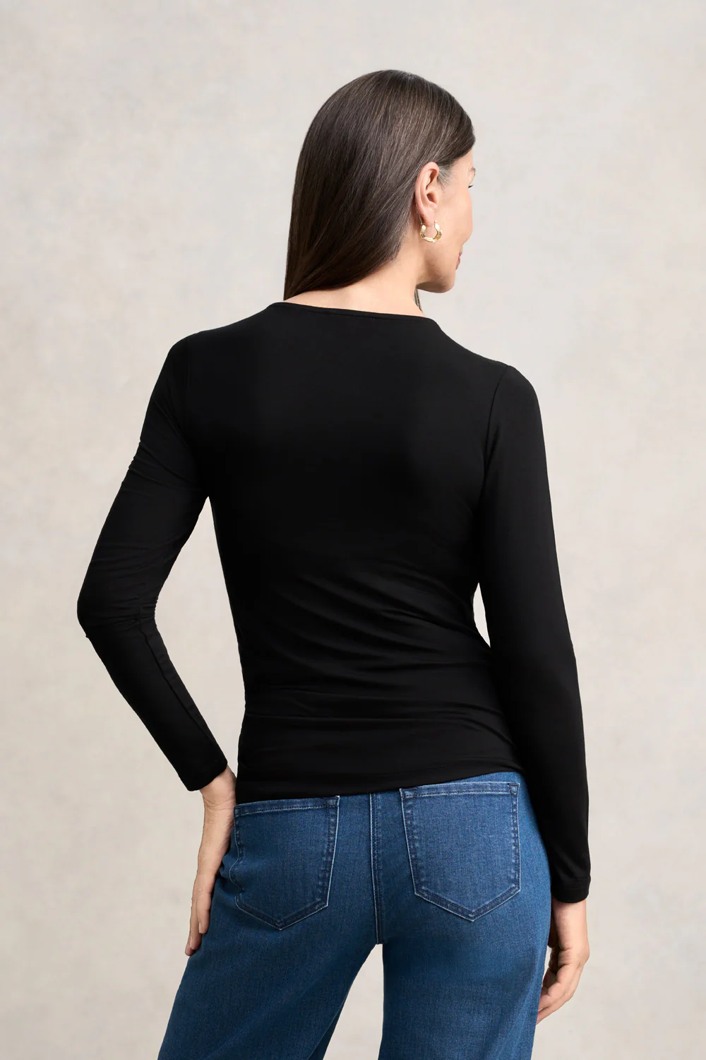 Draped Jersey Top - Black - Skullriy